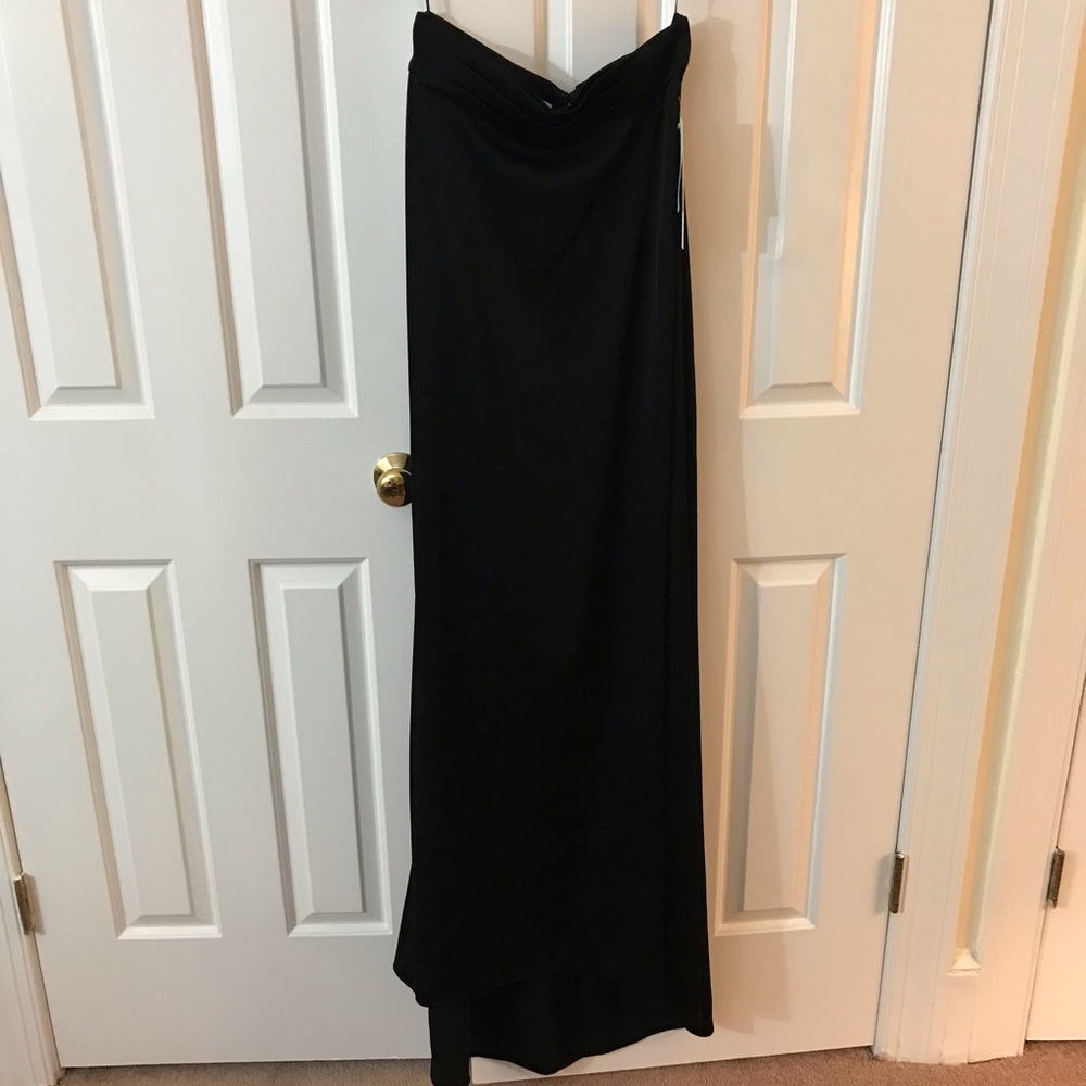Kay Unger Black Satin long evening skirt, NWT